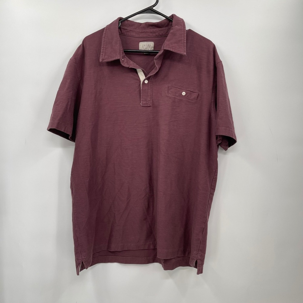 Jachs New York Men's Burgundy Textured Short Sleeve Polo‎ Shirt XL